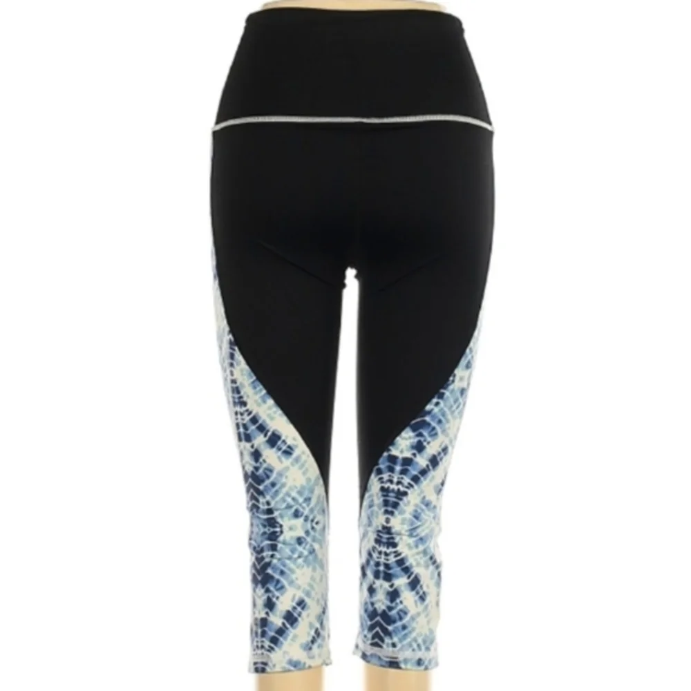 VSX Sport Knockout Capri Leggings Active Pants Black Blue‎ Tiedye S